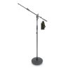 Gravity Stands Microphone Stand with Round Base and 2-Point Adjustment Telescoping Boom - Black