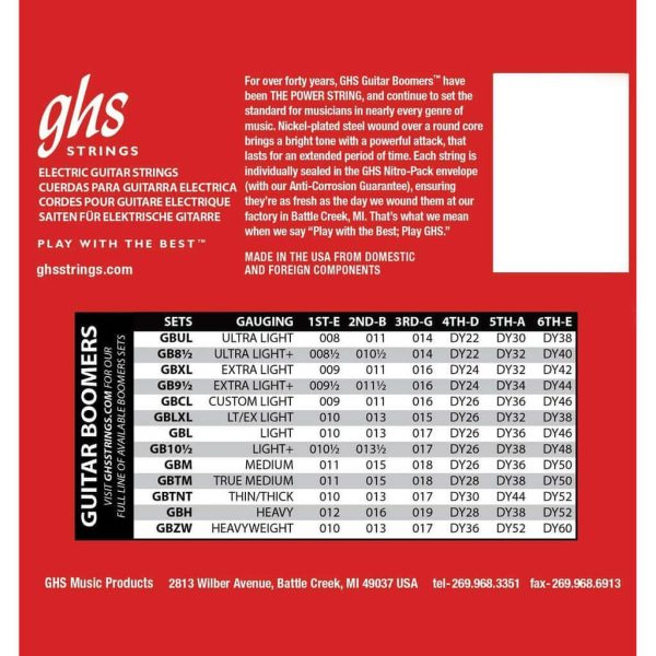 GHS Electric 6-STRING THIN CORE BOOMERS - Extra Light (TC-GBXL 9-42) - Gambar 2