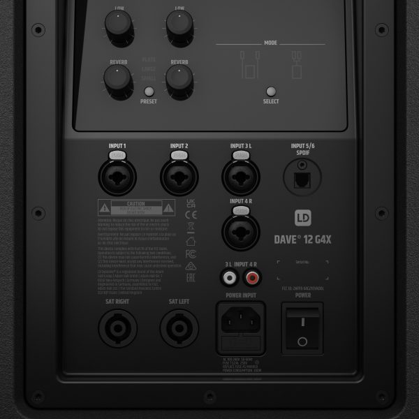 LD Systems DAVE 12 G4X Compact 2.1 1460W 12" Powered PA System with Bluetooth Streaming - Gambar 3