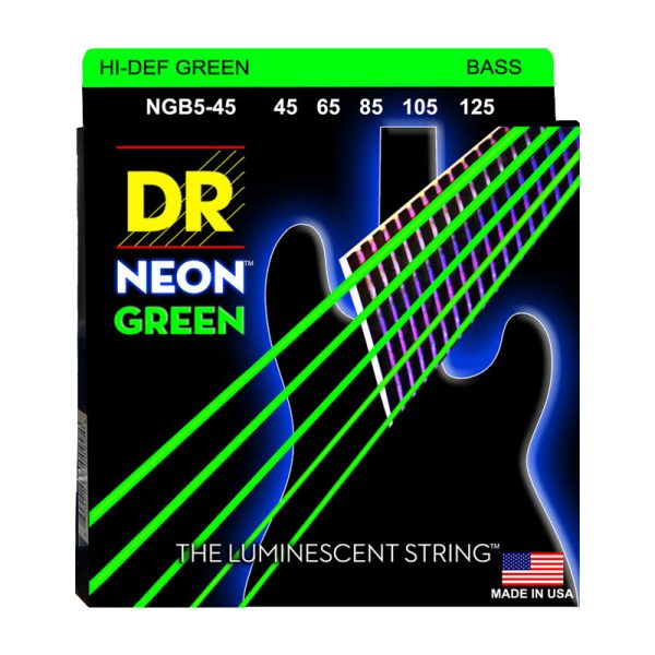 DR Strings, K3 Neon Hi-Def Green Bass, NGB5-45 (45-125)