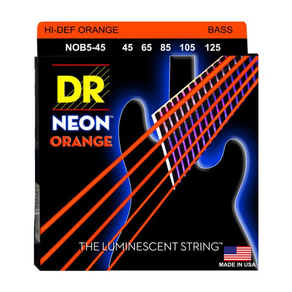 DR Strings, K3 Neon Hi-Def Orange Bass, NOB5-45 (45-125)