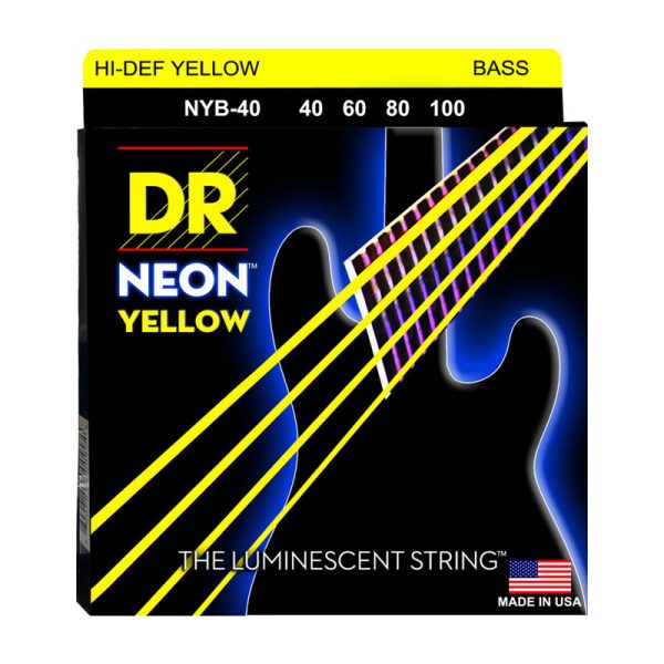 DR Strings, K3 Neon Hi-Def Yellow Bass, NYB-40 (40-100)