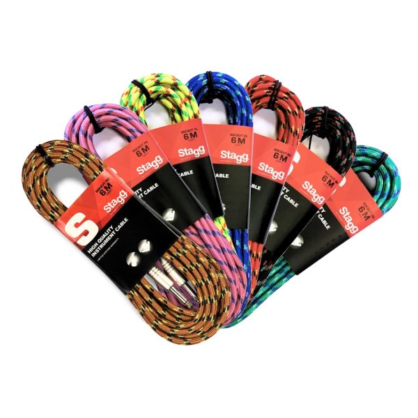 Stagg Cable SGC6VT-YL Vintage Tweed Instrument Cable 6M/20FT - Yellow - Gambar 4