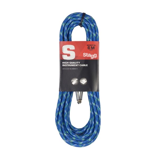 Stagg Cable SGC6VT-BL Vintage Tweed Instrument Cable 6M/20FT - Blue