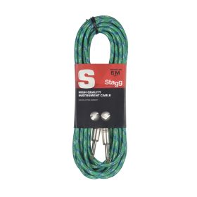 Stagg Cable SGC6VT-GR Vintage Tweed Instrument Cable 6M/20FT - Green