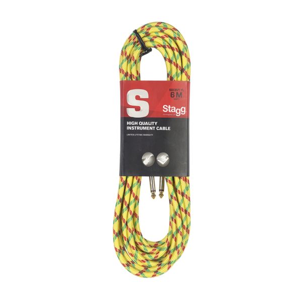 Stagg Cable SGC6VT-YL Vintage Tweed Instrument Cable 6M/20FT - Yellow