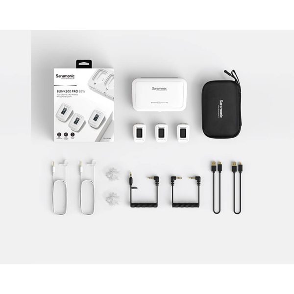 Saramonic Blink500 Pro B2W Digital Camera-Mount Wireless Omni Lavalier Microphone System 2.4 GHz - White - Gambar 2