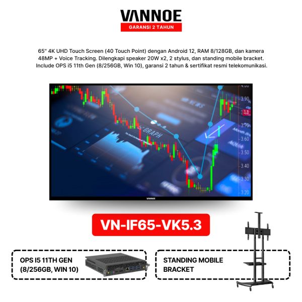 VANNOE INTERACTIVE FLAT PANEL VN-IF65-VK5.3 VK Series 3 Years Warranty