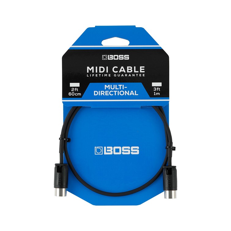 Boss BMIDI-PB2 MIDI Cable with Adjustable Straight/Angled DIN Connectors - 60cm