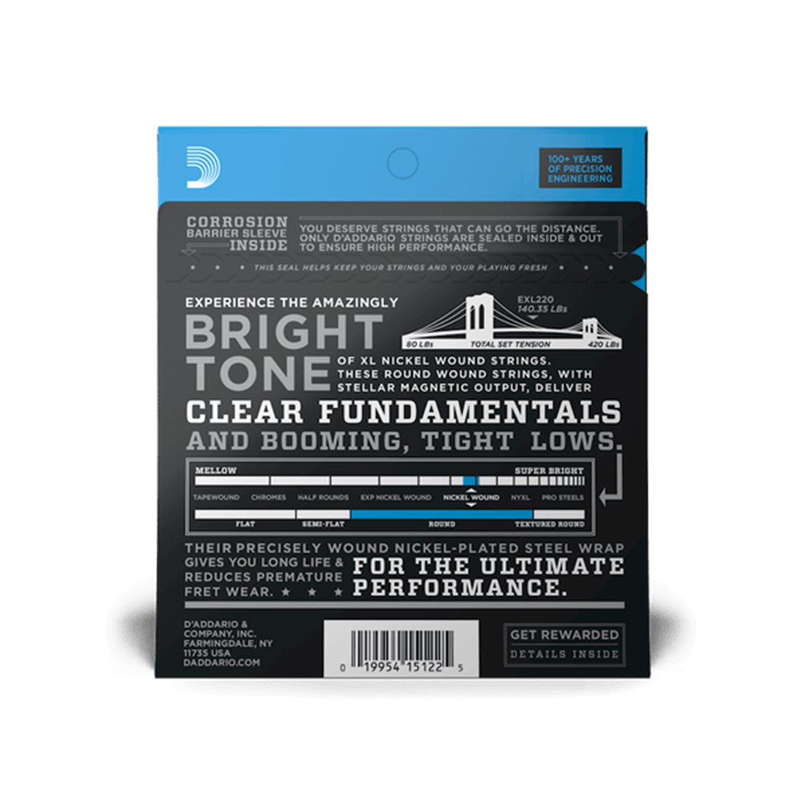 D.ADDARIO EXL220 Nickel Wound 040-095 Super Light Long Scale Bass Strings - Gambar 2