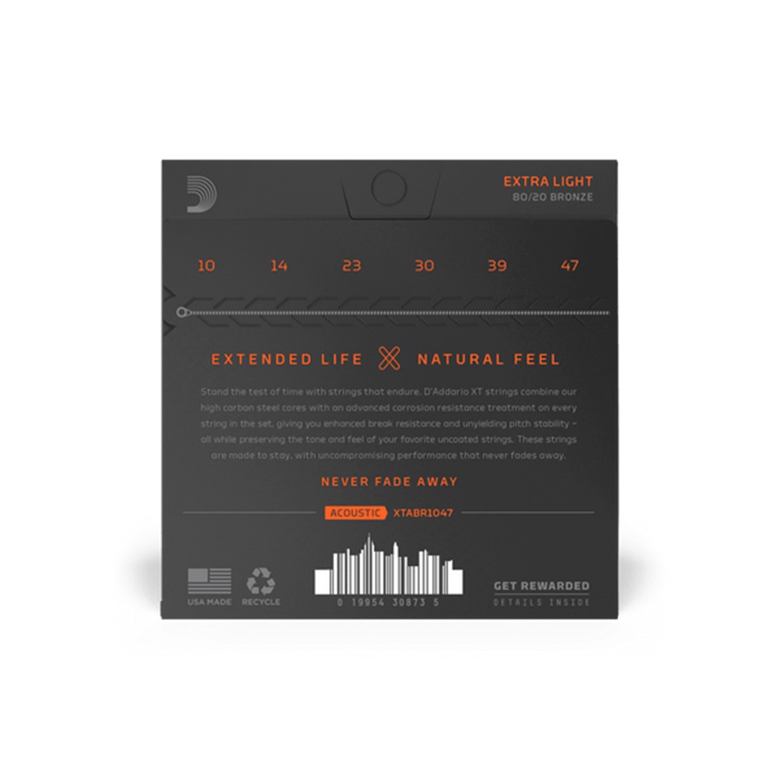 D.ADDARIO XTABR1047 80/20 Bronze 010-047 Extra Light Acoustic Guitar Strings - Gambar 2