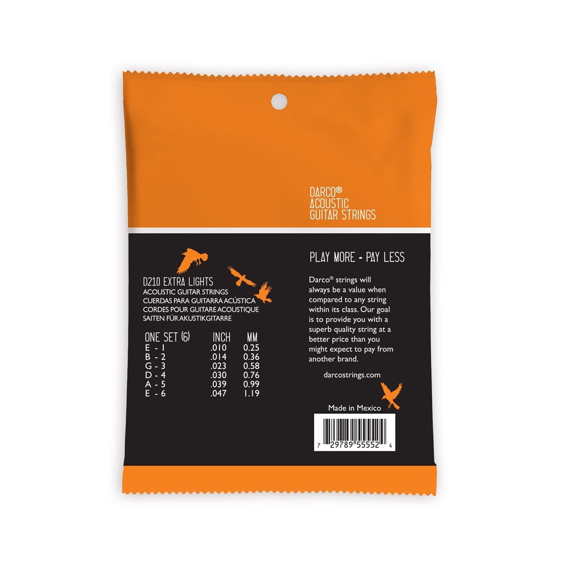 Darco Strings D210 92/8 Phospor Bronze 010-047 Extra Light Acoustic Guitar Strings - Gambar 2